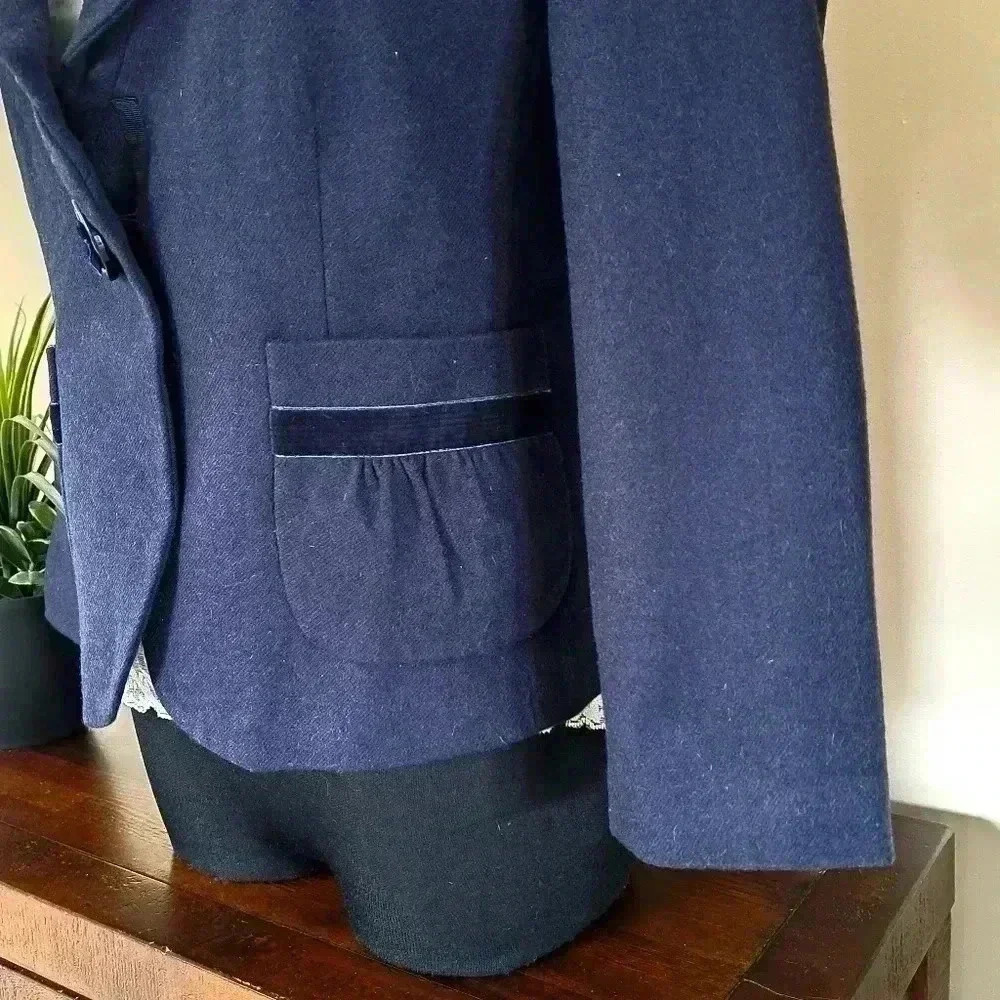 ❤️ Joe Fresh Navy Blue Wool Blend Women's Blazer Size 4 - Picture 6 of 10